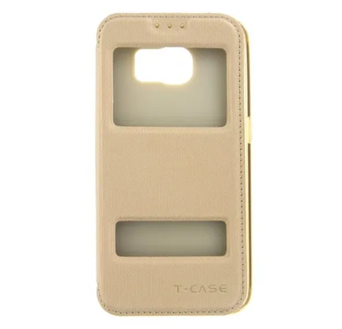 Handytasche Lux Magnet Flip Handyhülle für Samsung Galaxy S6 Gold Schutz Tasche (Flip Cover)