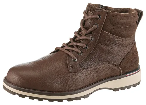 Schnürboots TOMMY HILFIGER CORPORATE W LTH LACE BOOT - Wanderschuhe aus hochwertigem Leder, wärmendes Innenmaterial und stylische Ziernähte, ideal für modebewusste Herren.