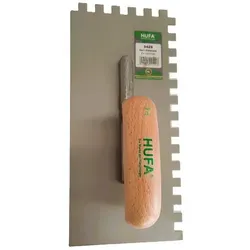 Hufa Glättekelle Stahl Holzgriff 280mm x 130mm 10x10mm gezahnt