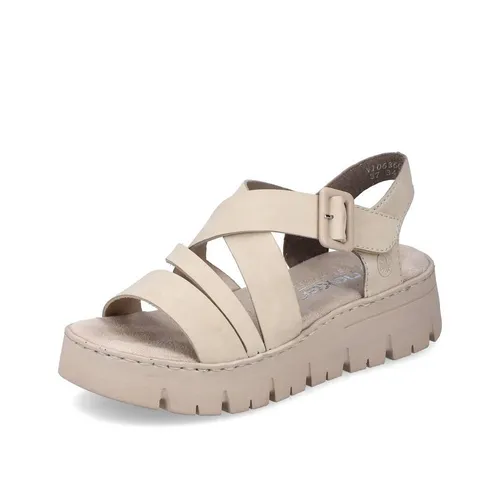 Rieker Sandale beige 42 EU - Wanderschuhe in Größe 42, bequem mit 4.5 cm Absatzhöhe und Klettverschluss, perfekt für lange Wanderungen und den Sommer.
