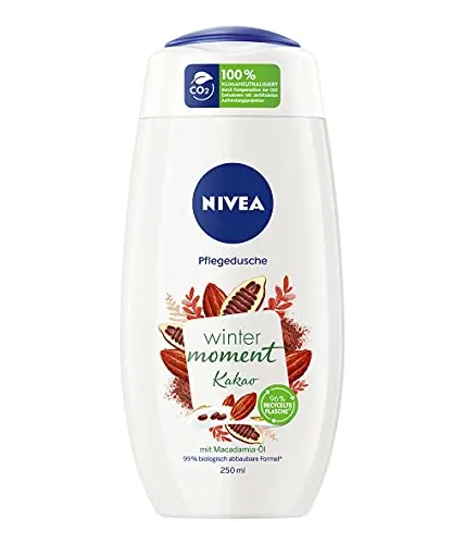 NIVEA Winter Moment Kakao Pflegedusche (250 ml), winterliches Duschgel mit dem warmen Duft von Kakao, Cremedusche mit Macadamia-Öl