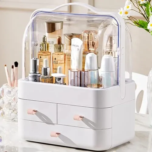 RMAN Make Up Organizer – Staubdichter Kosmetik Beauty Organizer mit Deckel - Kosmetikorganiser mit hochwertigem, wasserdichtem Deckel zum Schutz Ihrer Make-up Produkte. Ideal für Schminktisch, Bad oder als Geschenk für besondere Anlässe.