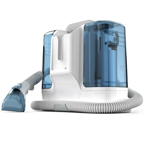 Rivenara Polsterreiniger Nasssauger - 450W für gründliche Teppich- und Möbelreinigung - Teppichkehrer: Der leistungsstarke Nasssauger kombiniert Sprüh-, Bürsten- und Saugfunktionen für mühelose Fleckenentfernung auf Teppichen, Sofas und mehr. Zwei Tanks trennen sauberes und schmutziges Wasser für eine effektive Reinigung.