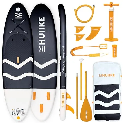 HUIIKE Stand Up Paddling Board mit Zubehör, Paddel, Finnen, Pumpe. Paddle Sup Board Aufblasbar Hohe Stabilität und Widerstandsfähigkeit. 305 x 84 x 15 cm, Belastbar bis 130 kg