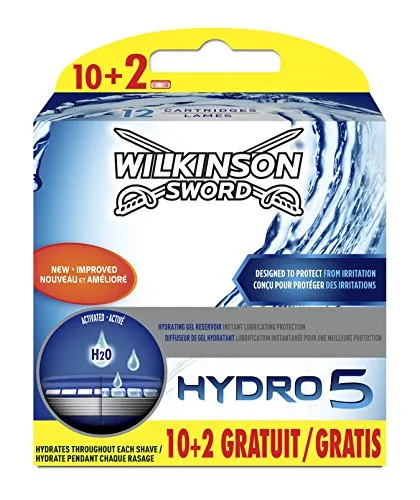 Wilkinson Hydro 5 Rasierklingen für Herren - Rasierklingen & Kartuschen für Herren, mit 5 UltraGlide Klingen und feuchtigkeitsspendendem Gel für eine besonders sanfte und reizfreie Rasur.