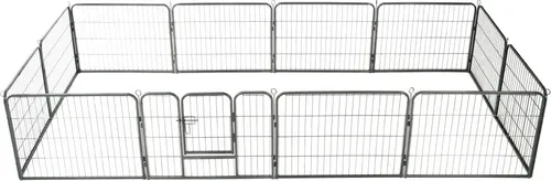 The Living Store Hunde-Laufgitter 12 Paneele – Schwarz, 80x60 cm