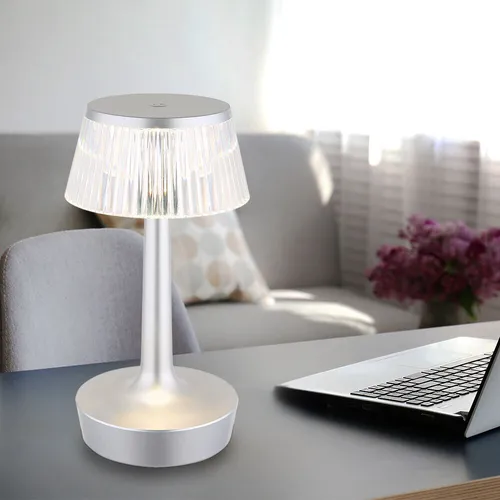Nachttischlampe Tischleuchte Beistellleuchte silber CCT LED Kristall Touchdimmer