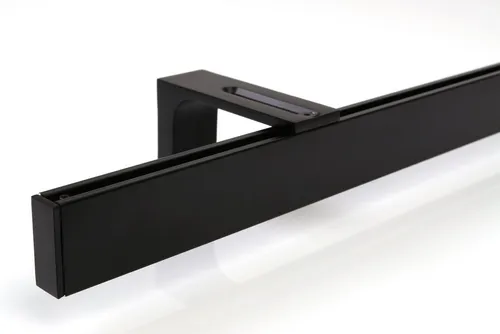 Deco-Raum Gardinenstange auf Maß - Innenlauf eckig, hochwertige Wandbefestigung für individuelle Vorhänge, Schwarz 60cm