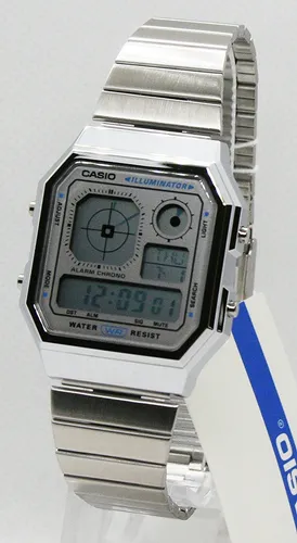 Casio Digitaluhr Edgy Collection A130WE-7AEF - Stylische Armbanduhr für Herren mit Edelstahlarmband und vielseitigen Funktionen wie Alarm, Stoppuhr und Beleuchtung - ideal für den modernen Alltag.