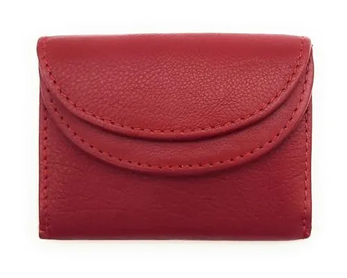 Lemasi echt Leder Mini Geldbörse Portemonnaie Wickelbörse Urlaubsbörse rot