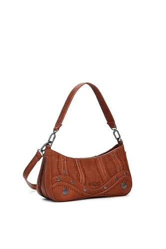 Desigual BAG_EMBRO PATCH ALSACIA C, 6011 CAMEL, U - Umhängetasche mit Reißverschluss, stilvolles Patch-Design und austauschbare Griffe für individuelle Looks.