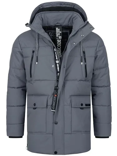 Indicode Herren INWess Steppjacke mit Kapuze | Herrenjacke Winterjacke Freizeitjacke Männer Charcoal Mix, M