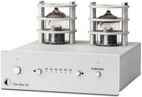 Pro-Ject Tube Box S2, High End Röhren Phono-Vorverstärker - Vorverstärker mit innovativer Röhren-Technologie und audiophilem Sound. Ideal für MM und MC Tonabnehmer, bietet hervorragende Kanaltrennung und Schutz vor Störungen.