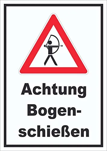 HB-Druck Achtung Bogenschießen Schild A2 (420x594mm) von HB-Druck