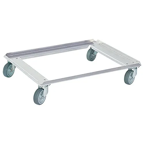 BRB Transportroller für Stapelbehälter 800x600 mm, aus Aluminium, Tragkraft 250 kg, grauen Gummirädern