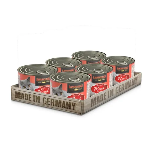 Leonardo Catfood Rind - hochwertiges Nassfutter ohne Getreide & Zuckerzusatz 6x200g, Nassfutter für: Katzen
