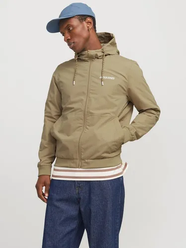 Jack & Jones JJERUSH HOOD BOMBER NOOS Blouson - Modische Funktionsjacke mit Logo Schriftzug, pflegeleicht und schnell trocknend, ideal für den Alltag.