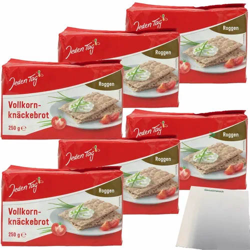 Jeden Tag Vollkorn Knäckebrot Roggen 6er Pack 6x250g Packung usy Block