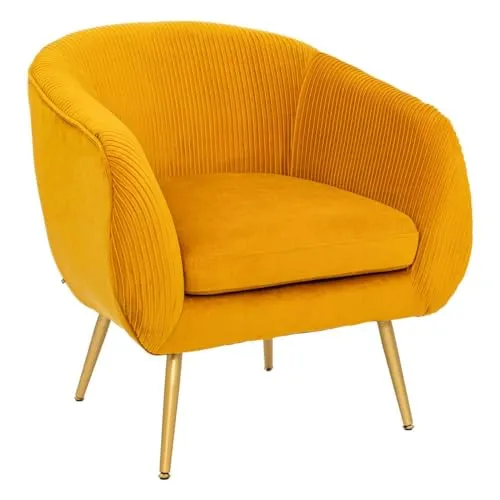 Atmosphera - Senfgelber Sessel Solaro aus plissiertem Samt - Senfgelb