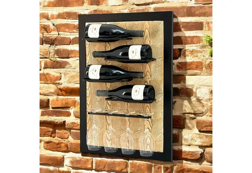 DanDiBo Weinregal Wand Metall Schwarz für 4 Flaschen - Stylisches Wandregal aus Metall für 4 Flaschen und Gläser, ideal für Weinliebhaber und Platzsparer in Ihrer Küche oder Wohnzimmer.