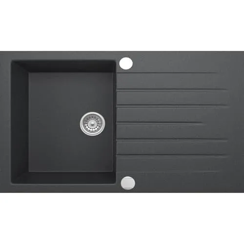 Granitspüle Küchenspüle Schwarz 76x45 - Hochwertige Granitküchenspüle mit hitzebeständiger Seidenmatte Oberfläche bis 280°C, inklusive Zubehör. Ideal für moderne Küchen in 4 Farben erhältlich.