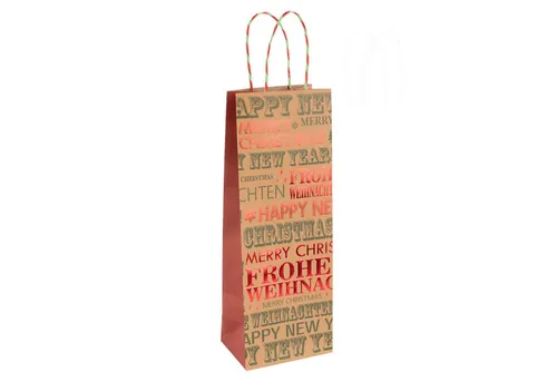 Idena Tragetasche Idena Flaschentasche Frohe Weihnachten / Happy New Year 12,5x35x9cm