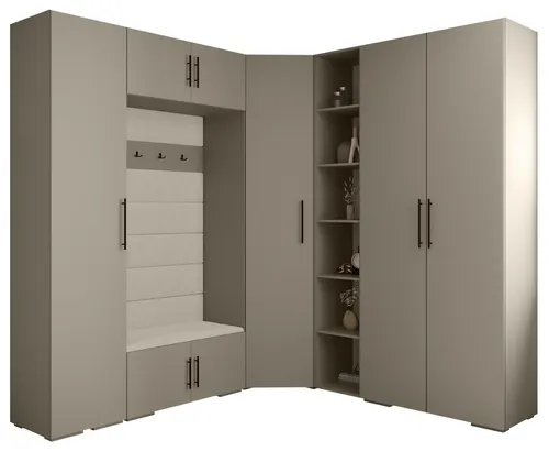 ABIKS MÖBEL Kompaktgarderobe INOVA 3 SATZ 2 - Elegantes Möbelset für jeden Raum - Kompakte Garderobe mit Kleiderstange und Regalen. Ideal zum Aufbewahren von Kleidung und persönlichen Gegenständen. Elegantes Design und einfache Montage für stilvolle Ordnung!
