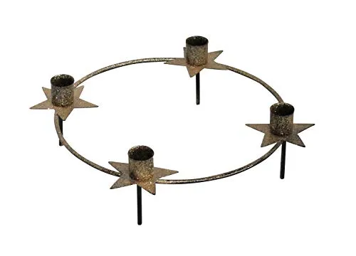 Kerzenkranz Glitzer Ø 29cm I Kerzenhalterkranz für 4 Stabkerzen für Adventskranz I Adventsdeko Weihnachtsdeko aus Metall