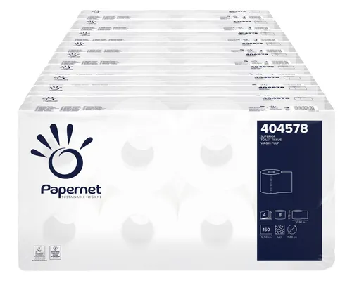 Rollen Toilettenpapier 4-lagig - 150 Blatt Zellstoff, Familienpack 72 - Hochwertiges 4-lagiges Toilettenpapier aus Zellstoff, mit EU Ecolabel zertifiziert. Ideal für Familien, sorgt für exzellenten Komfort und Hygiene.