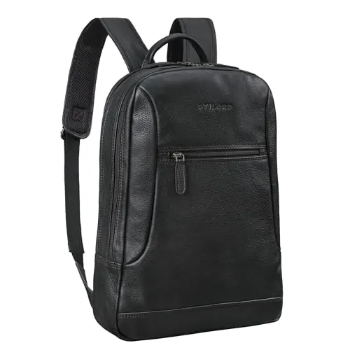 STILORD 'Bradley' Vintage Laptoprucksack - Hochwertiger Rucksack aus echtem Rindsleder, ideal für Uni und Büro. Mit 2 großen Hauptfächern und gepolstertem Laptopfach für Geräte bis 15,6 Zoll - stilvoll und funktional!