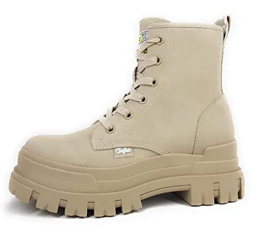 Buffalo Damen ASPHA RLD Halblange Stiefel, Cream, 40 EU - Wanderschuhe, vegan und mit Memory Foam für perfekten Tragekomfort und eine herausnehmbare Fußbettpolsterung.
