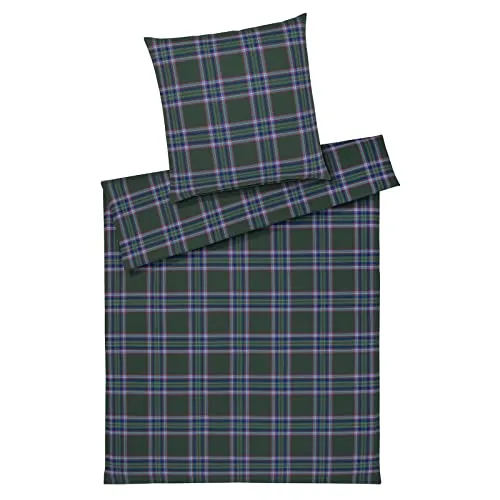 Westminster Soft-Flanell Bettwäsche Set moosgrün 135x200 cm - Bettwäsche-Set aus 100% Baumwolle, herrlich weich und flauschig, ideal für kalte Winternächte, pflegeleicht und waschbar bei 60°.