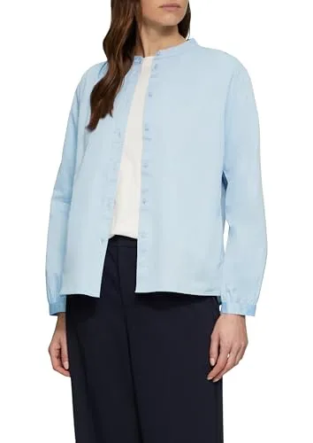 s.Oliver Satinbluse mit Raffungen in Hellblau, Größe 36 - Damenbluse mit edler Satinstruktur, raffinierten Details an Schulter & Ärmel, pflegeleicht und ideal für einen modernen, femininen Look.