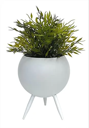 DanDiBo Blumenhocker Metall mit Topf Weiß 23 cm Blumenständer 96259 M Blumensäule Modern Pflanzenständer Pflanzenhocker