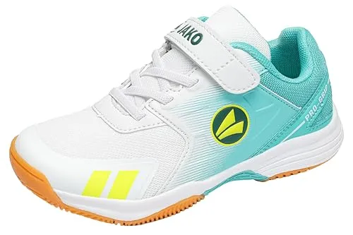 JAKO Jungen Unisex Kinder J-MS Nick EV Training, White/Ocean, 29 EU - Hallenschuhe für Jungen mit ProGrip Rubber Sohle für optimale Bodenhaftung und ShockAbsorb EVA Technologie zur Dämpfung und Gelenkschutz, ideal für aktive Kinder.