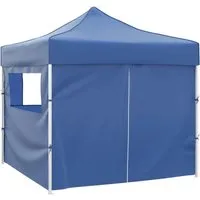 vidaXL Faltzelt 3x3 m Blau mit 4 Seitenwänden - Pavillon für Gartenpartys, wasserfestes 600D-Oxford-Gewebe, stabiler Stahlrahmen, idealer Sonnenschutz für Ihre Gäste.