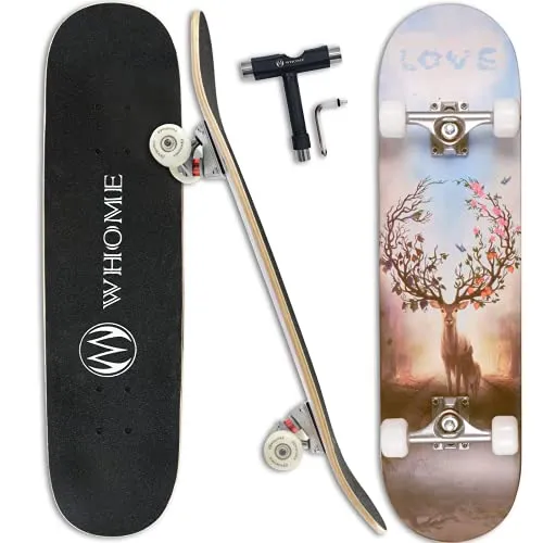 WHOME Pro Skateboards Komplett für Erwachsene/Kinder Mädchen/Jungen Anfänger/Profi