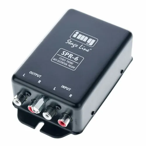 IMG Stageline SPR-6 Phono-Vorverstärker - Stereo-Phono-Entzerrvorverstärker für den Anschluss von Plattenspielern an Aux- oder Lineeingänge, inklusive Steckernetzteil für einfachen Einsatz.