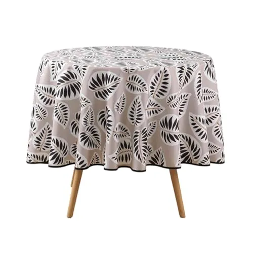 Runde Tischdecke ALMA aus Polyester, Ø 180 cm - Beige Tischdecke aus strapazierfähigem Polyester, ideal für festliche Anlässe und den täglichen Gebrauch.