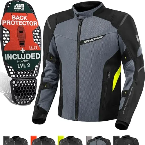 SHIMA Rush 2.0 Vented Motorradjacke - Schwarz-Grau-Gelb, Größe L für Männer - Funktionsjacken mit stark belüftetem Design und wasserdichter NextDryTM-Membran, ideal für komfortable Fahrten bei jedem Wetter.