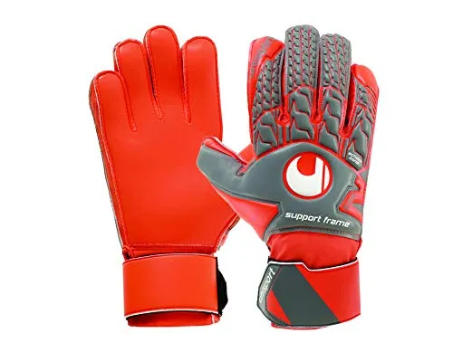 Uhlsport Erwachsene Torwarthandschuhe Aerored Soft SF, Dark grau/Fluo rot/weiß, 8, 101105902