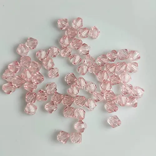 Doppelkegel / Bicone 4 mm 100 Stück - Perlen Kristall Lose Perlen mit Loch 100er Set DIY Basteln mit Loch tschechische Facettiert Beads Schmuck Acryl auffädeln nieten Steine - Rosegold, Hellrosegold