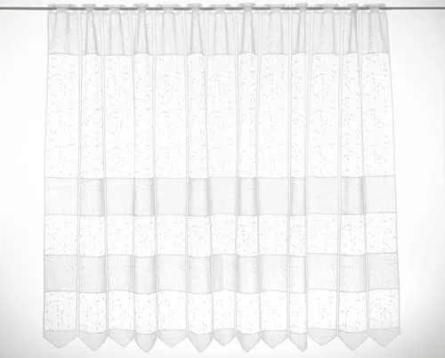 Gardinen Kranzusch Scheibengardine Jacquard verschlungen Linien 120x62,5 cm H/B weiß Bistrogardine Vorhang Küche 1er Pack