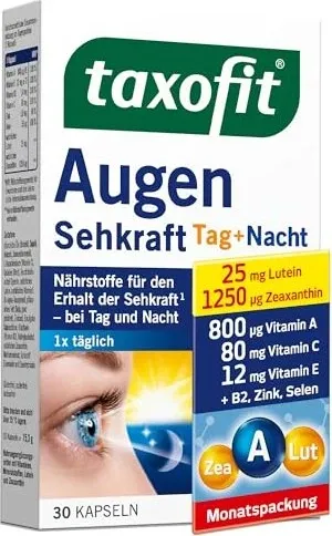 TAXOFIT Augen Sehkraft Kapseln 0,51 g - Arzneimittel für gesunde Augen, unterstützt die Sehkraft mit wertvollen Nährstoffen.