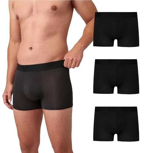Snocks Premium Boxershorts Herren 3er Pack - Ultraleichte und Atmungsaktive Unterwäsche aus Lenzing Modal - Herren-Boxershorts aus weichem Lenzing Modal für ultimativen Komfort. Atmungsaktiv und feuchtigkeitsabsorbierend, ideal für Sport und Freizeit. Kein Einschneiden dank Gummibund ohne Druck.