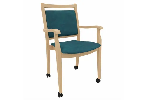 einrichtungsdesign24 Armlehnstuhl André mit Rollen – Ideal für Senioren im Alter und der Pflege, komfortabel, gepolstert, Massivholzgestell, Premium Rollen