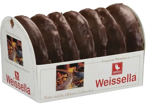 Weiss Weissella Oblaten Lebkuchen mit Schokolade - 200 Gramm - Kekse & Kleingebäck, köstlicher Lebkuchen mit zarter Schokolade, perfekt für die Weihnachtszeit und zum Verschenken.