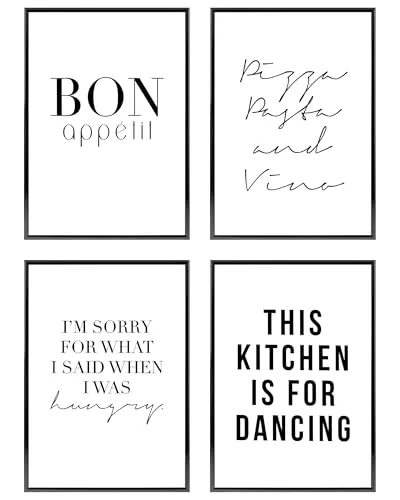 Heimlich – Poster-Set – 4 Stück A4 / 21 x 30 cm – Premium-Poster – ungerahmte Drucke – moderner Stil – Küche