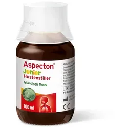 ASPECTON Junior Hustenstiller Isländisch Moos Saft 100 ml - Praktischer Hustenstiller für Kinder, mit hochwertigem isländischem Moos, ideal zur Unterstützung der Pflege bei Husten. Für eine sanfte Anwendung.