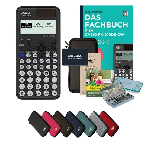 CASIO fx-810DE CW Taschenrechner - Premium Set mit Schutztasche und Fachbuch - Taschenrechner für Schule und Uni mit deutscher Menüführung. Inklusive robuster Schutztasche und Fachbuch für optimale Vorbereitung auf Prüfungen. Ideal für mathematische Anwendungen.